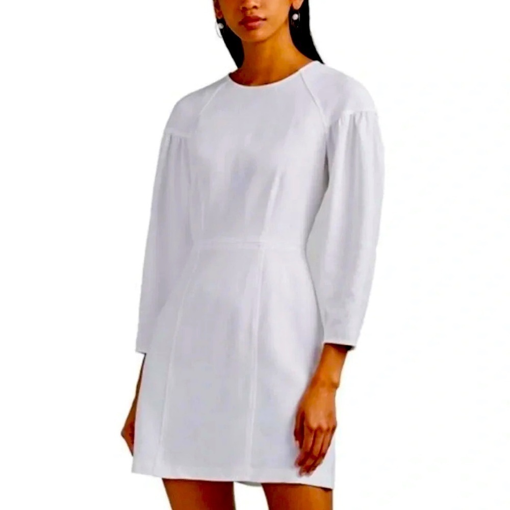 NWT A.L.C. Renton Crepe Long Sleeve Mini Dress White Size 6